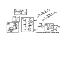 Crankshaft Diagram and Parts List for 28B700-28B799 0001-0008-0009 Briggs and Stratton Engine